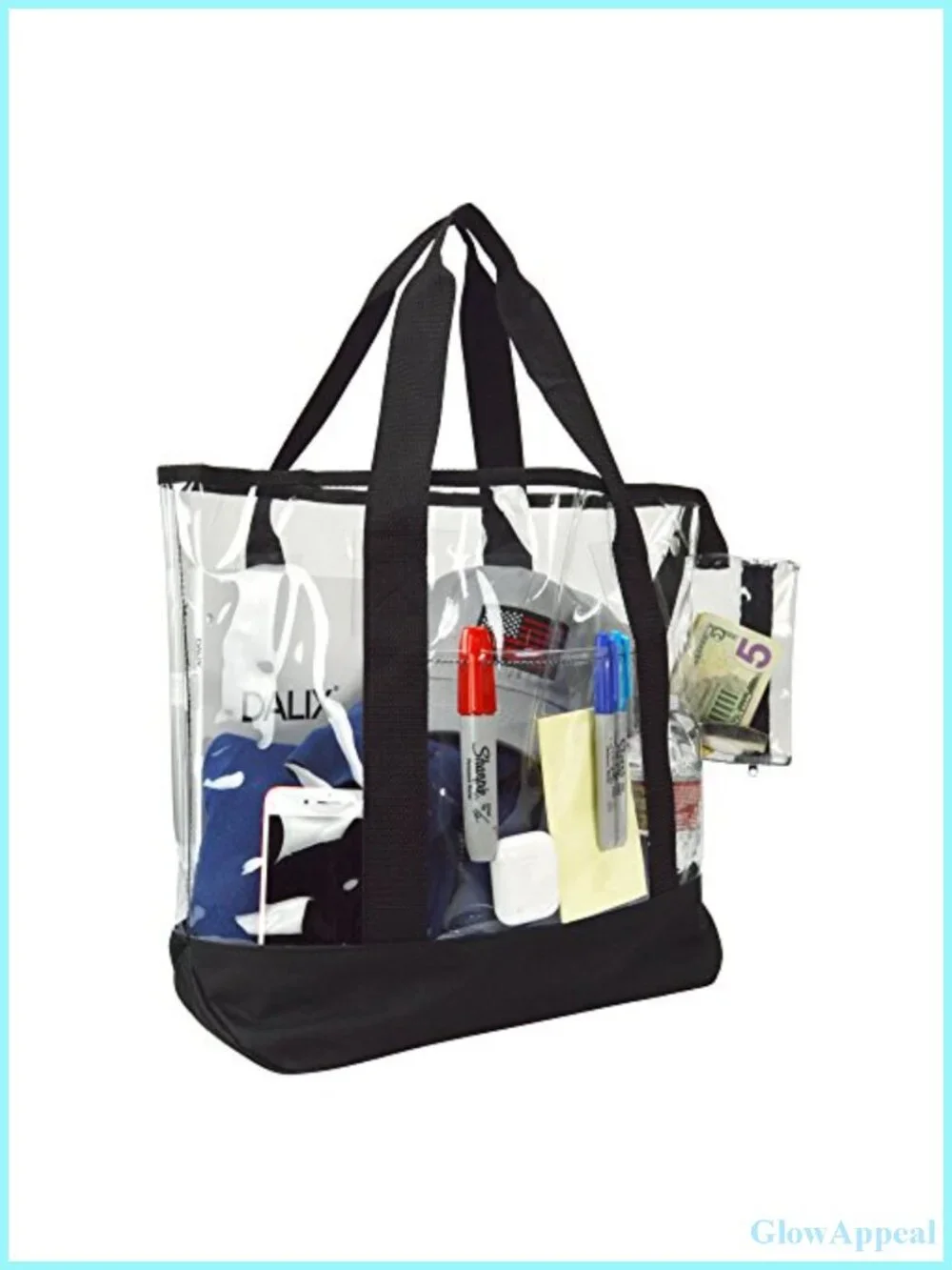 Large Clear PVC Tote Bag with Pouch - Shopping, Beach, Travel